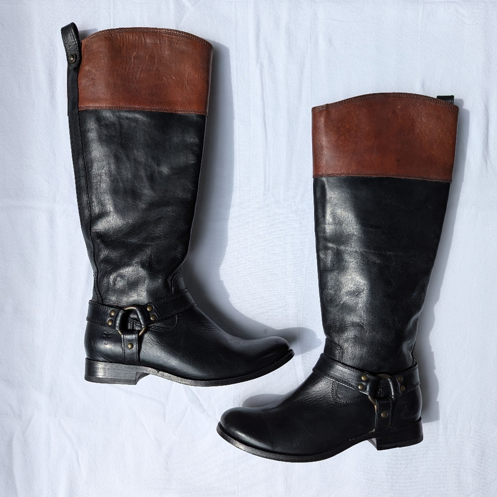 FRYE Melissa harness leather boots size 8
